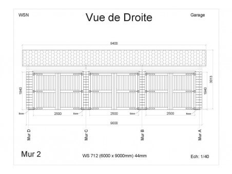 Garage en bois 54m² 3 portes WS 712 | WSN