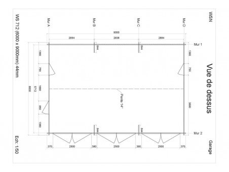 Garage en bois 54m² 3 portes WS 712 | WSN