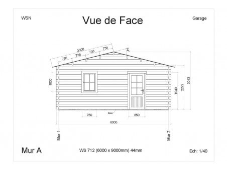 Garage en bois 54m² 3 portes WS 712 | WSN