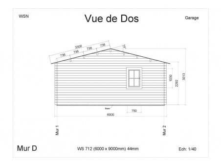 Garage en bois 54m² 3 portes WS 712 | WSN