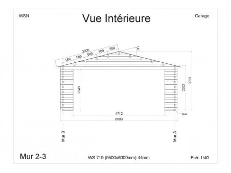 Garage 57m² (9500X6000-44mm) | WSN