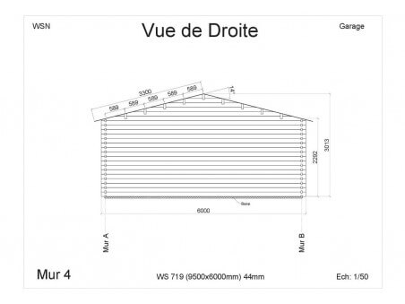 Garage 57m² (9500X6000-44mm) | WSN