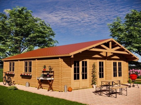 Chalet en bois Charente 72m2 Dim. (8000x9000-44mm) par WSN