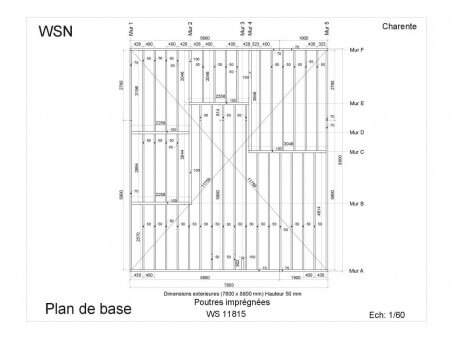 Chalet en bois Charente 72m2 Dim. (8000x9000-44mm) par WSN