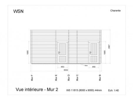 Chalet en bois Charente 72m2 Dim. (8000x9000-44mm) par WSN