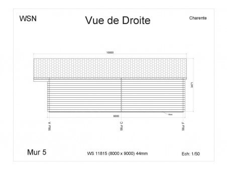 Chalet en bois Charente 72m2 Dim. (8000x9000-44mm) par WSN