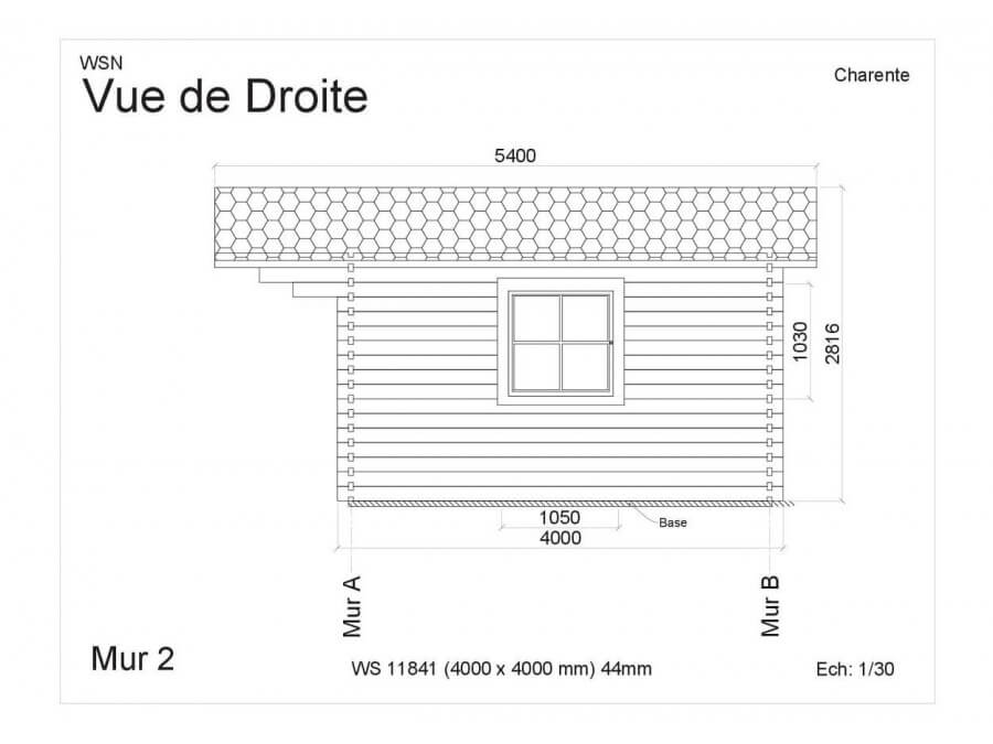 C Chalet Bois/Pod de 16m² (4X4m) fabriqué en épicéa de 44mm - Chalet Bois  BHE Abri de jardin/ Pod de 16 m2 fabriqué en épicéa massifs de 44 mm avec  sa couverture