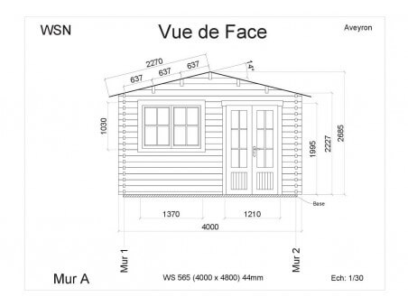 Abri en bois AVEYRON 19.2 m² WS565 par WSN