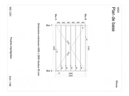 Abri en bois RHÔNE 13,5 m² Dim. (4500X3000-44mm) par WSN