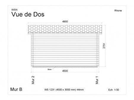 Abri en bois RHÔNE 13,5 m² Dim. (4500X3000-44mm) par WSN