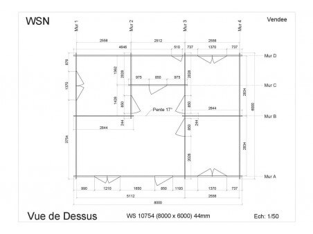 Chalet en bois VENDEE 48m2 WS10754 par WSN