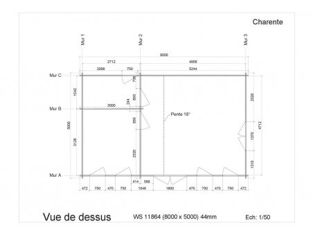 Chalet en bois CHARENTE 40m2 WS11864 par WSN