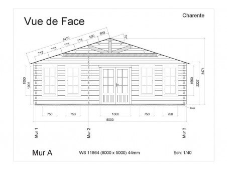 Chalet en bois CHARENTE 40m2 WS11864 par WSN