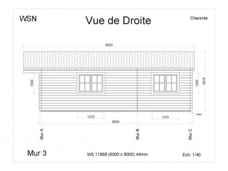 Chalet en bois Charente 48m2 WS11868 par WSN