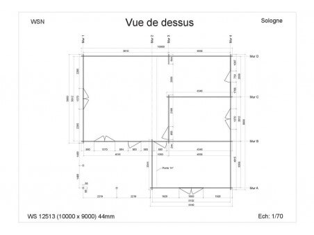 Chalet en bois  SOLOGNE Dim. (10000x9000-44mm)