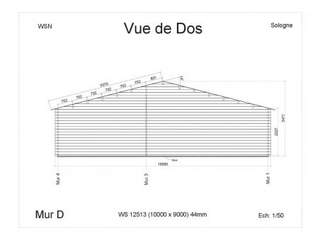 Chalet en bois  SOLOGNE Dim. (10000x9000-44mm)