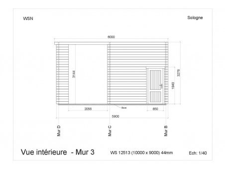 Chalet en bois  SOLOGNE Dim. (10000x9000-44mm)