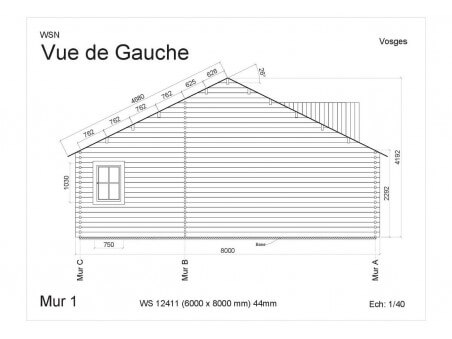 Chalet en bois VOSGES 48m2 WS12411 par WSN