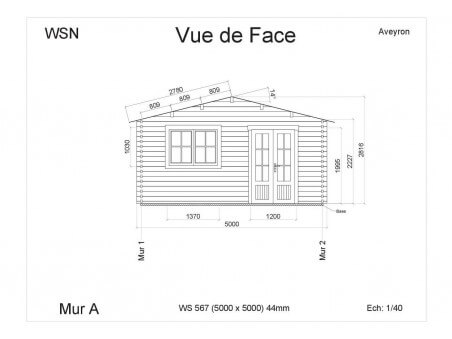 Bungalow en bois AVEYRON 25m2 WS567 par WSN