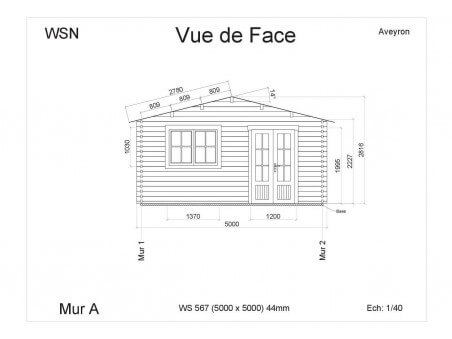 Bungalow en bois AVEYRON 25m2 WS567 par WSN