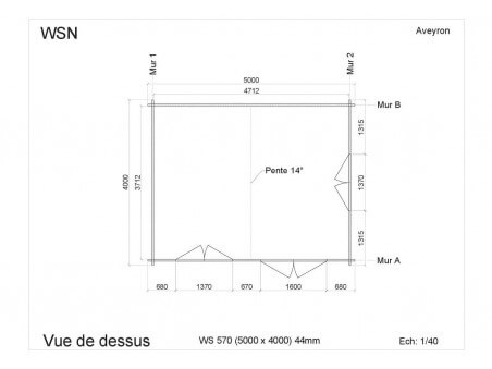 Bungalow en bois AVEYRON 20m2 WS570 par WSN