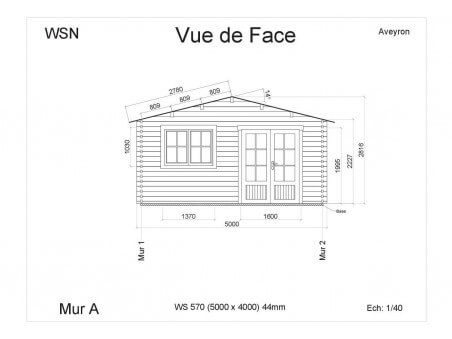 Bungalow en bois AVEYRON 20m2 WS570 par WSN