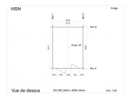 Abri en bois ARIEGE 12m2 WS585 par WSN