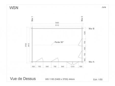 Abri en bois JURA 19,98m² WS1183 par WSN