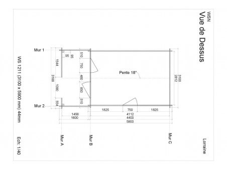 Abri en bois LORRAINE WS1211 par WSN