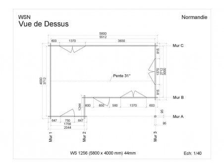 Bungalow en bois  NORMANDIE WS1256 par WSN