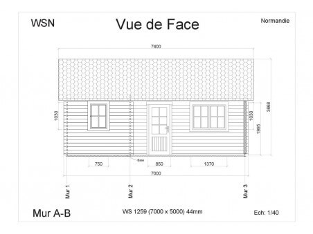 Bungalow en bois NORMANDIE 35m2 WS1259 par WSN