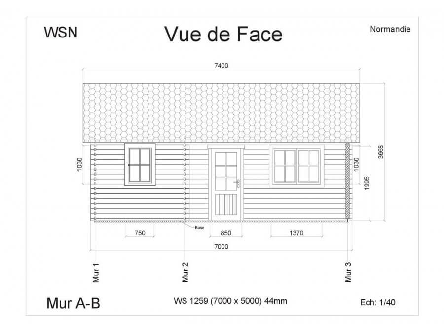 Bungalow En Bois Kit 35m2 44mm WS 1259 WSN Bungalow En Bois Kit 35m2 44mm WS 1259 WSN