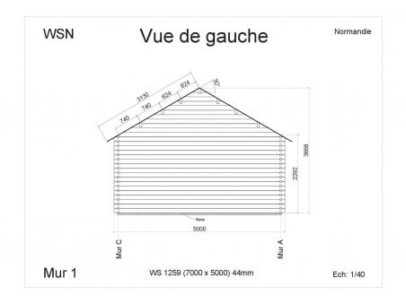 Bungalow en bois NORMANDIE 35m2 WS1259 par WSN