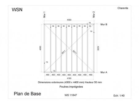 Abri en bois CHARENTE 19,80m² WS11847 par WSN