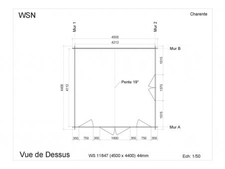 Abri en bois CHARENTE 19,80m² WS11847 par WSN