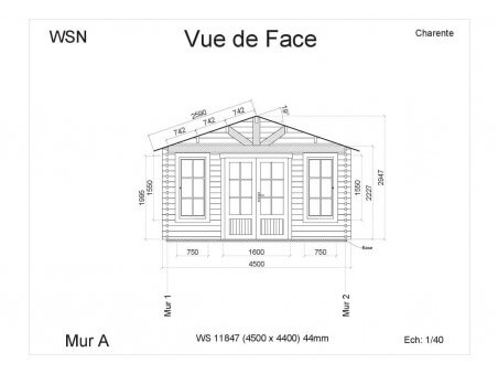 Abri en bois CHARENTE 19,80m² WS11847 par WSN