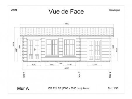 Chalet en bois DORDOGNE 45m2 WS721 par WSN