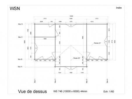 Chalet en bois Indre 55m2 WS746 par WSN