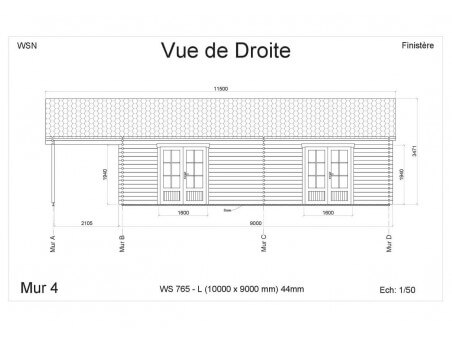 Chalet en bois Finistère 90m2 WS765-L par WSN