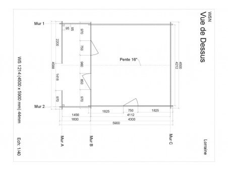 Abri en bois LORRAINE 19,80m² WS1214 par WSN