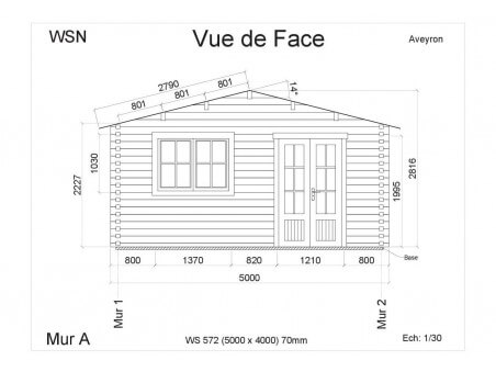 Bungalow en bois AVEYRON 20m2 WS572 par WSN