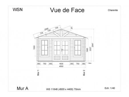 Abri en bois CHARENTE 19,8m2 WS11848 par WSN