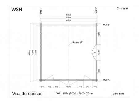 Bungalow en bois CHARENTE 25m2 WS11854 par WSN