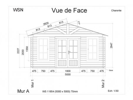 Bungalow en bois CHARENTE 25m2 WS11854 par WSN