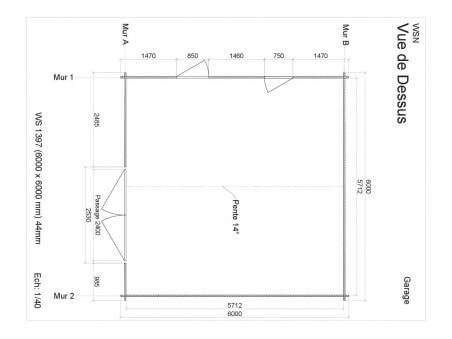 Garage 1 porte 36m2 WS1397 par WSN