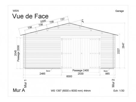 Garage 1 porte 36m2 WS1397 par WSN