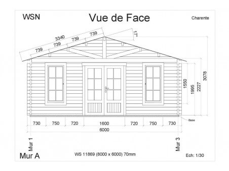 Chalet en bois CHARENTE 48m² WS11869 par WSN