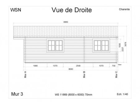 Chalet en bois CHARENTE 48m² WS11869 par WSN