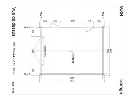 Garage 1 porte 25,52m² WS1383 par WSN