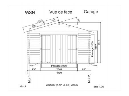 Garage 1 porte 25,52m² WS1383 par WSN